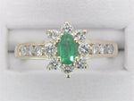 Emerald Diamond Halo Ring