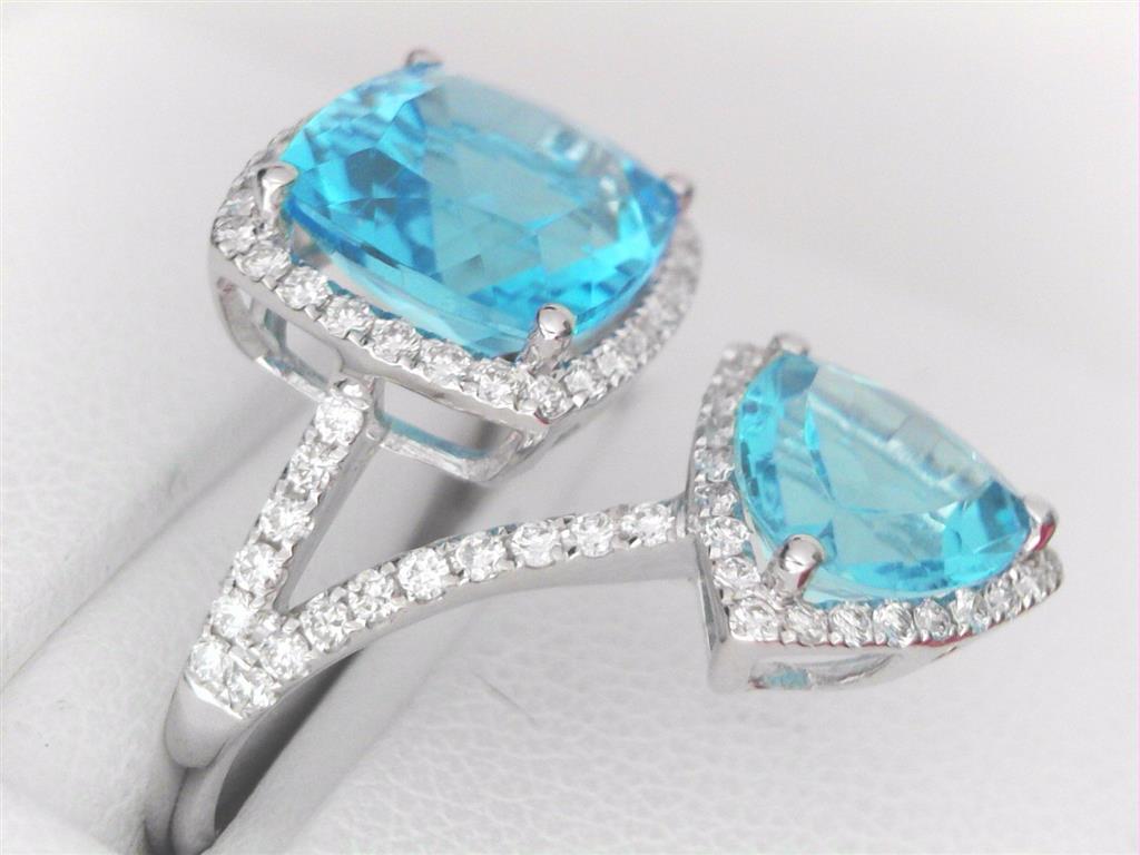 Blue Topaz Diamond Ring