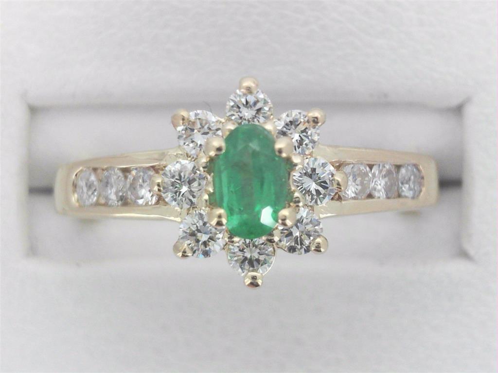 Emerald Diamond Halo Ring