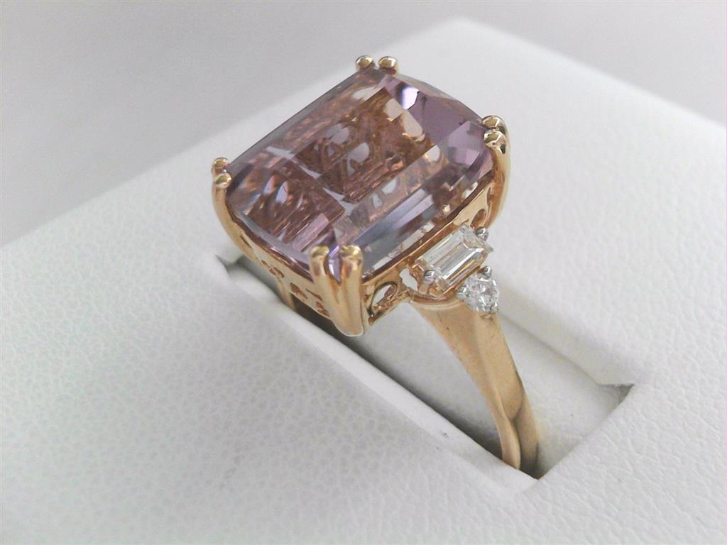 Diamond Emerald-Cut Ametrine Ring