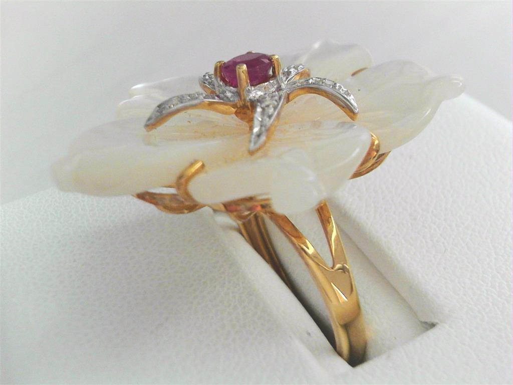 Diamond Ruby Flower Ring