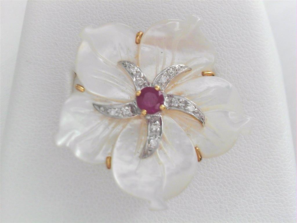 Diamond Ruby Flower Ring