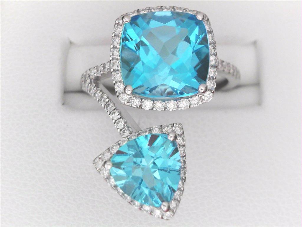 Blue Topaz Diamond Ring